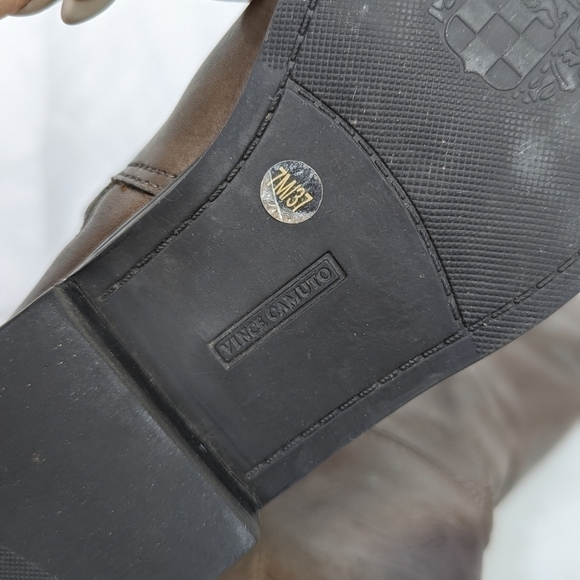 Vince Camuto Kadia Grey Brown Leather Knee High Tall Riding Boots - Picture 6 of 8